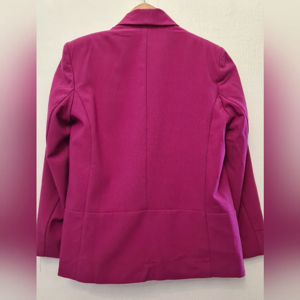River Island pink blazer jacket size 6 open front edge to edge style 3/4 sleeves - Picture 6 of 9